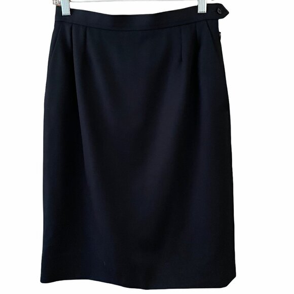 Yves St. Laurent Rive Gauche Vintage 100% Wool Pencil Skirt FR 42/US 8 - Picture 1 of 7